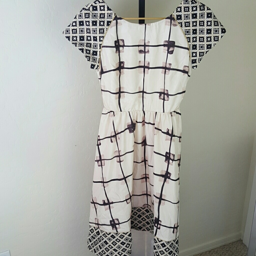 Anthropologie Asymmetrical Dress in Black and Cream